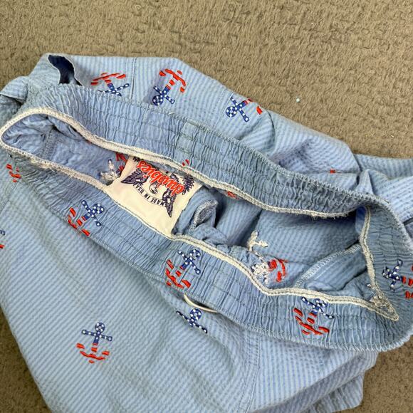 Chubbies Seersucker Shorts Mens Large Blue Embroidered Anchors All Over Print - Picture 2 of 8